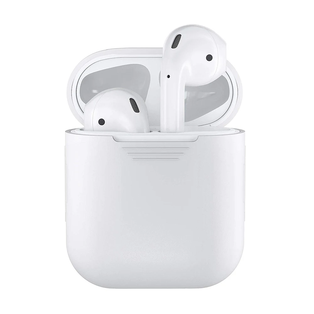 Мягкий силикон для AirPods Bluetooth беспроводные наушники чехол Защитный чехол для Apple Air Pods зарядная коробка Acce - Цвет: Silicone Case-White