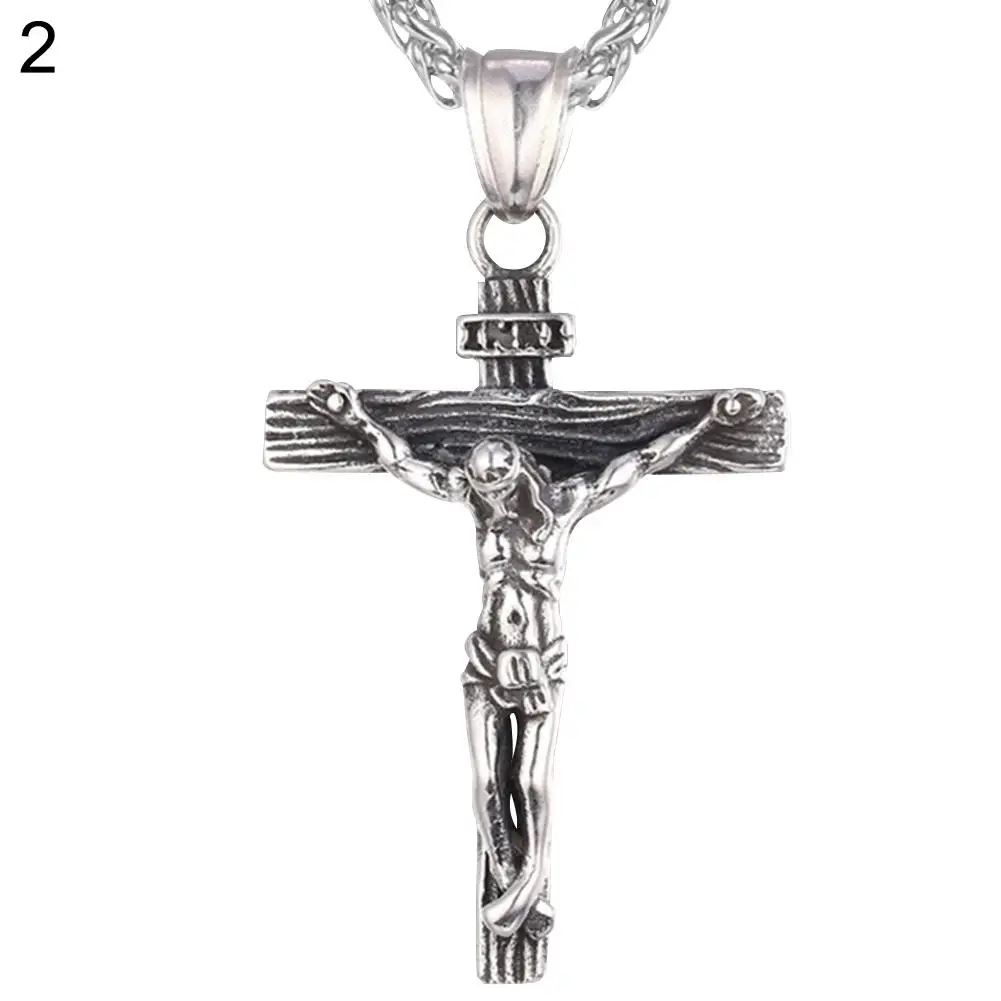 

Fashion Men Jesus Cross Pendant Necklace Stainless Steel Club Chain Jewelry New