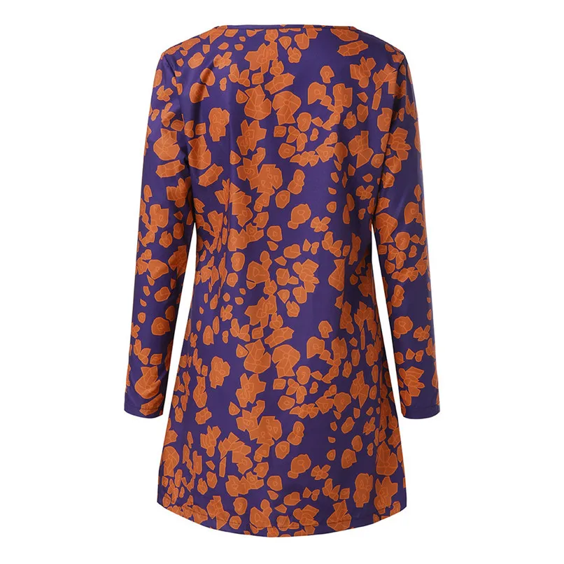 2018 Print Casual Loose Tops Long Sleeve Solid Dress Autumn Summe Women Button Down Plus Size Vestido De Festa 40OC116