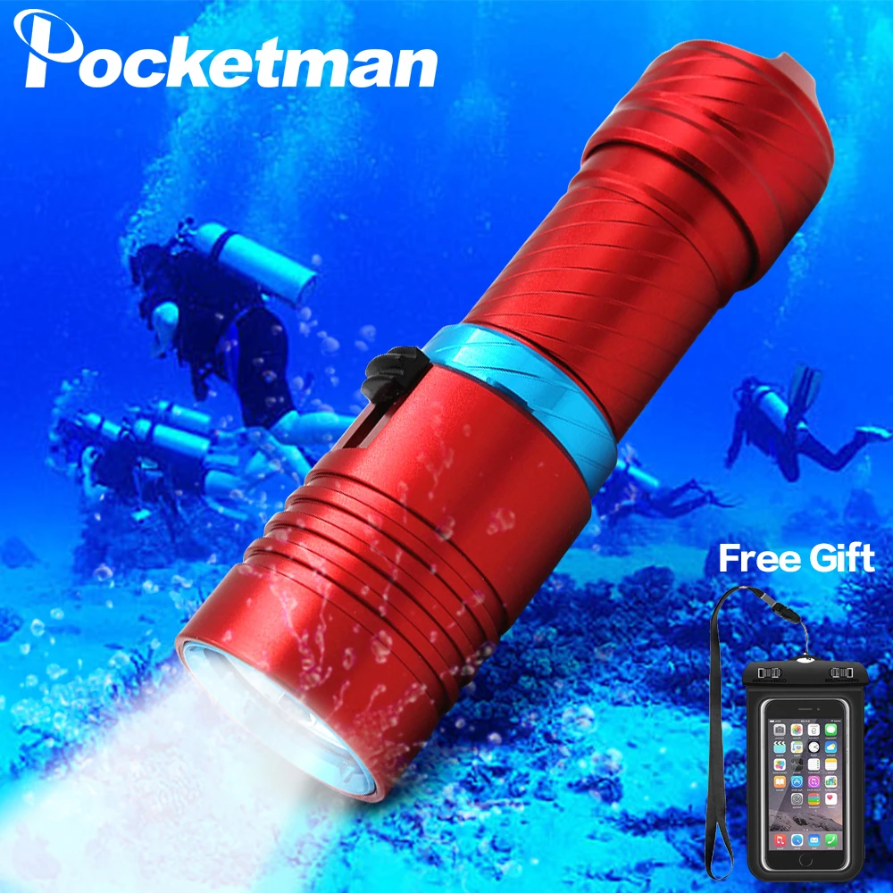 

Portable Diving flashlight 15000lm XM-L2 LED 200M Underwater Scuba Flashlights led Powerful diving lamp with Hand Strap