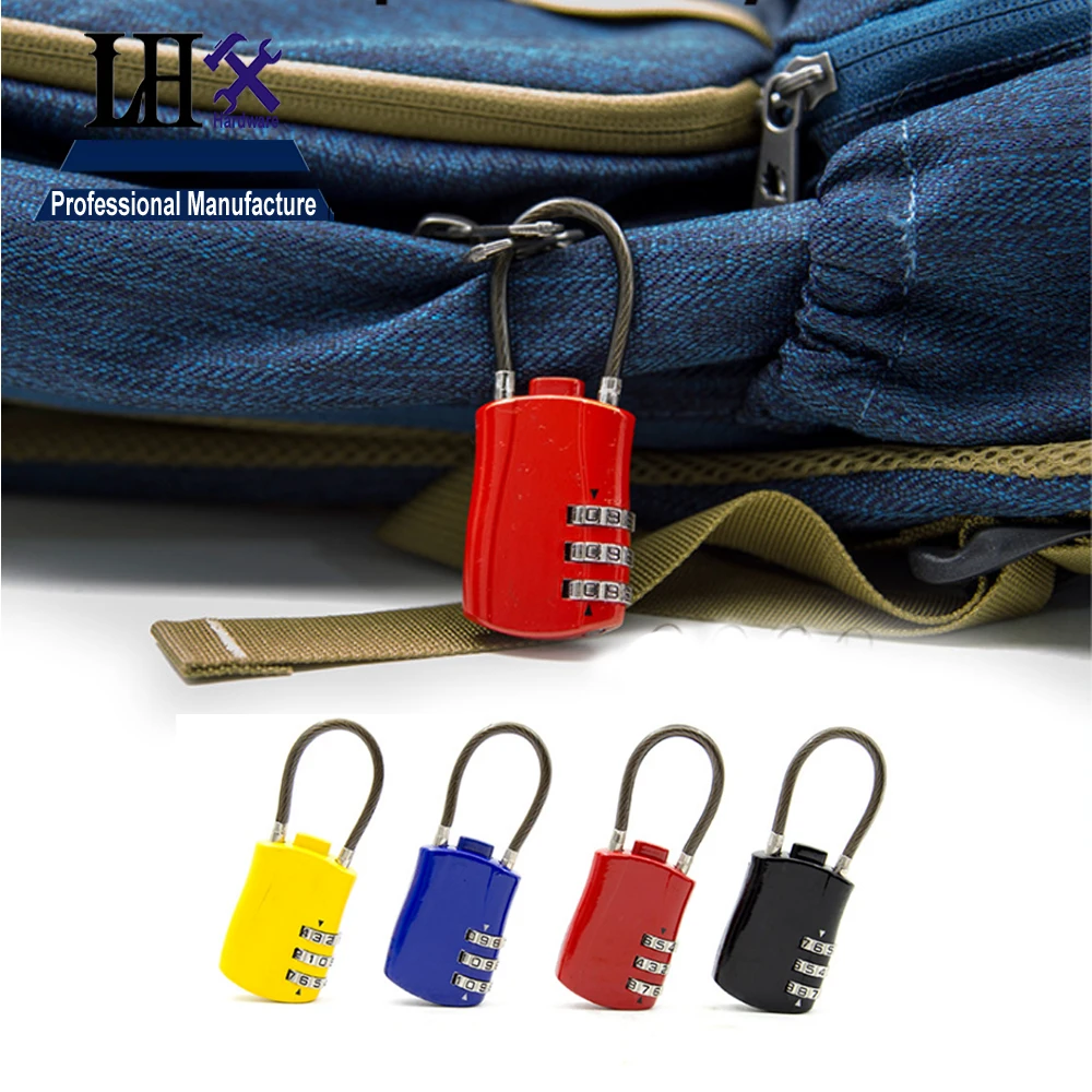 LHX 4 Color Wirerope Padlock Box Game Luggage School Bag Locks Code