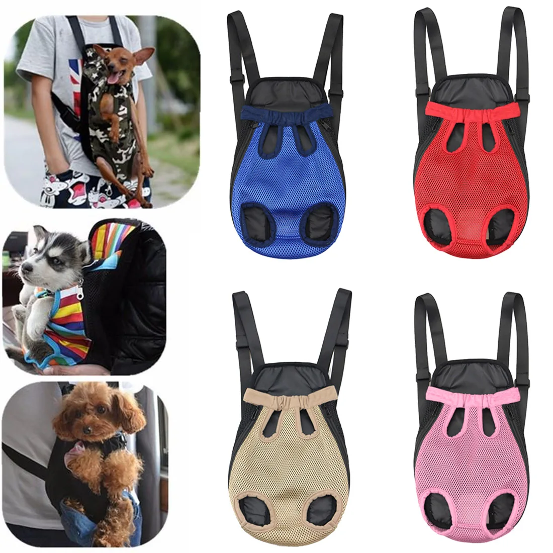 Рюкзак-переноска для собак из сетчатой ткани для путешествий на открытом воздухе дышащие сумки на плечо для маленьких средних собак кошки чихуахуа