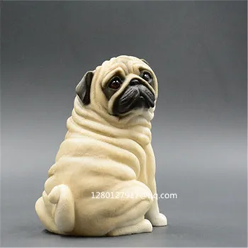 

Simulation Dog Cute Puppy Statue Pug LOOKING BACK Creative Home Decor Action Figure Collectible Model Toy 12CM BOX P1060