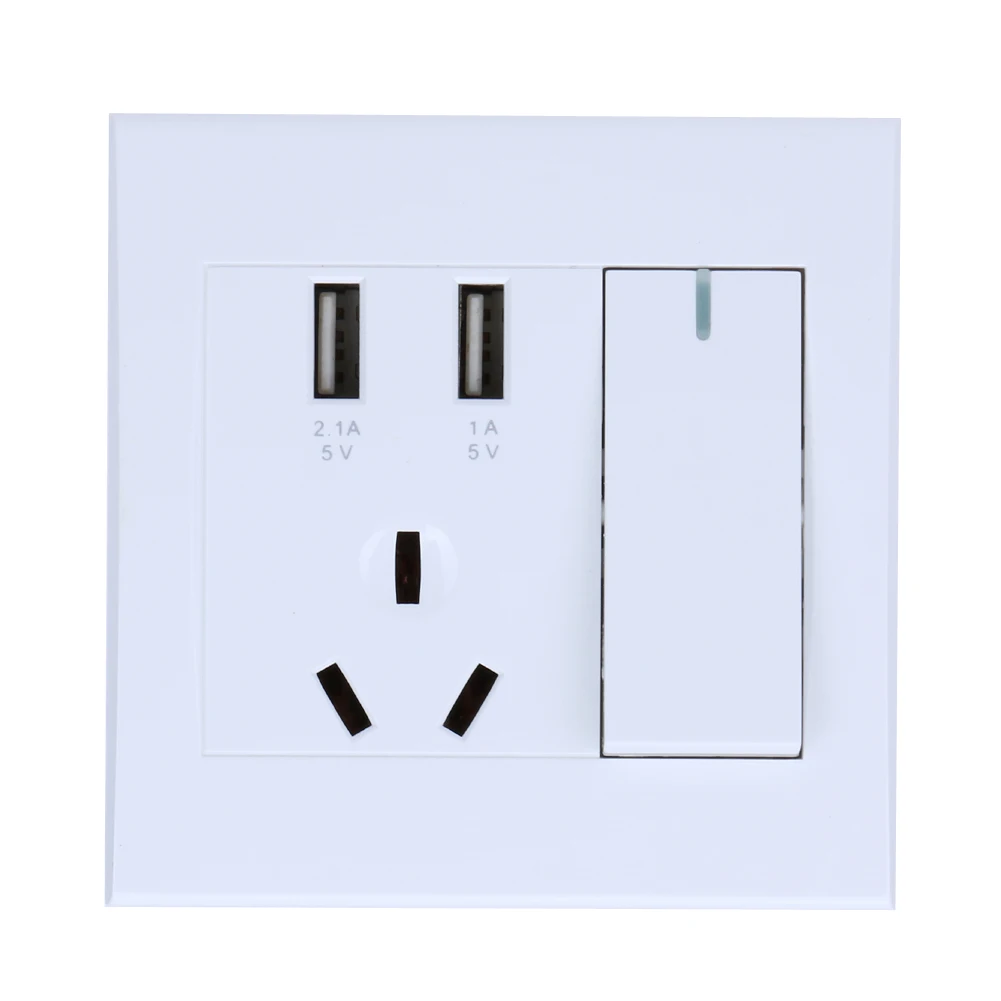 Dual Usb Wall Switch Socket Panel Multi Power Adapter