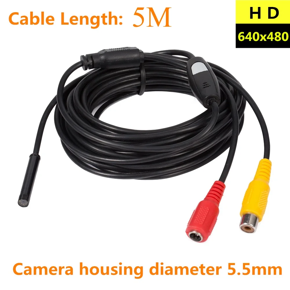

Mini AV Endoscope 5.5mm Lens Waterproof Dia Inspection Camera Borescope Waterproof Soft Cable 5M