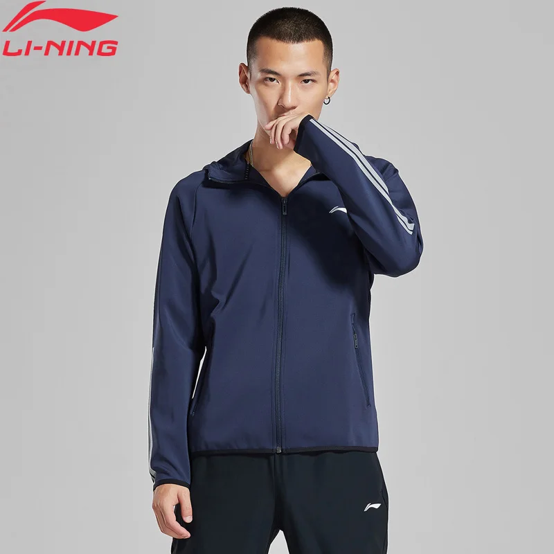 Li-Ning мужской тренировочный свитер из 91% полиэстера и 9% спандекса, удобная спортивная верхняя одежда с подкладкой AWDN345 MWW1418