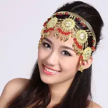 Болливуд, металлическая головка для волос, украшение, костюм, ювелирная монета, пояс, заколки из бисера, золотой индийский танцевальный аксессуар