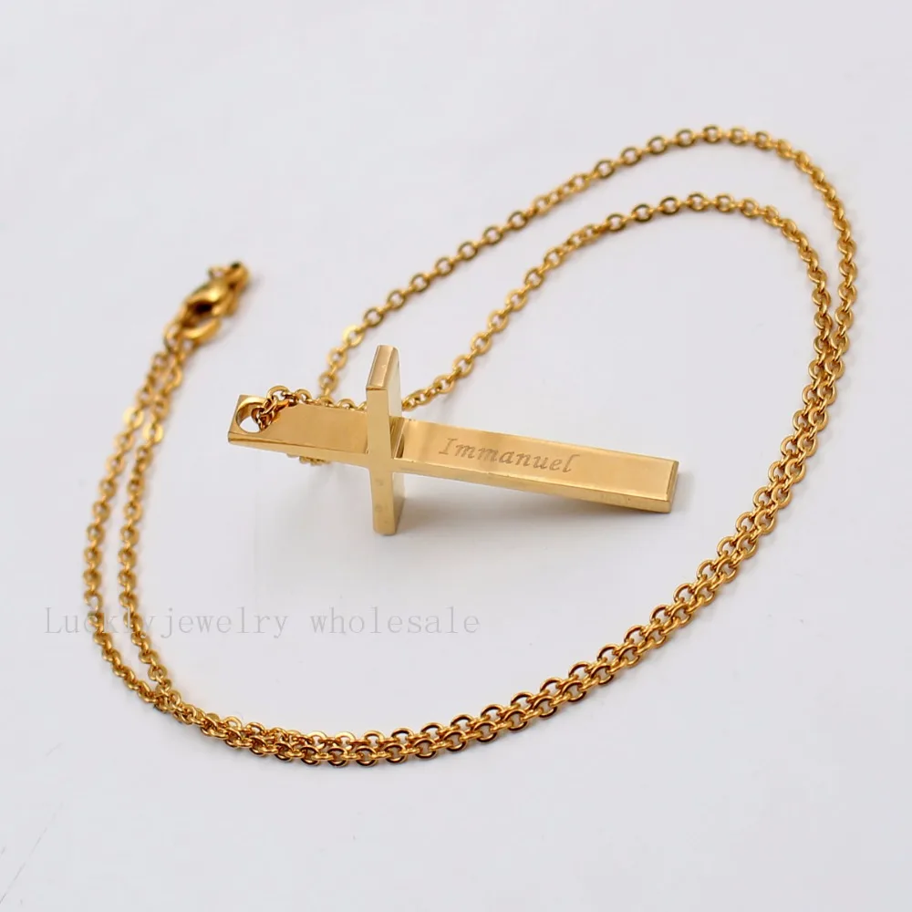 Stainless Steel Emmanuel cross pendant 