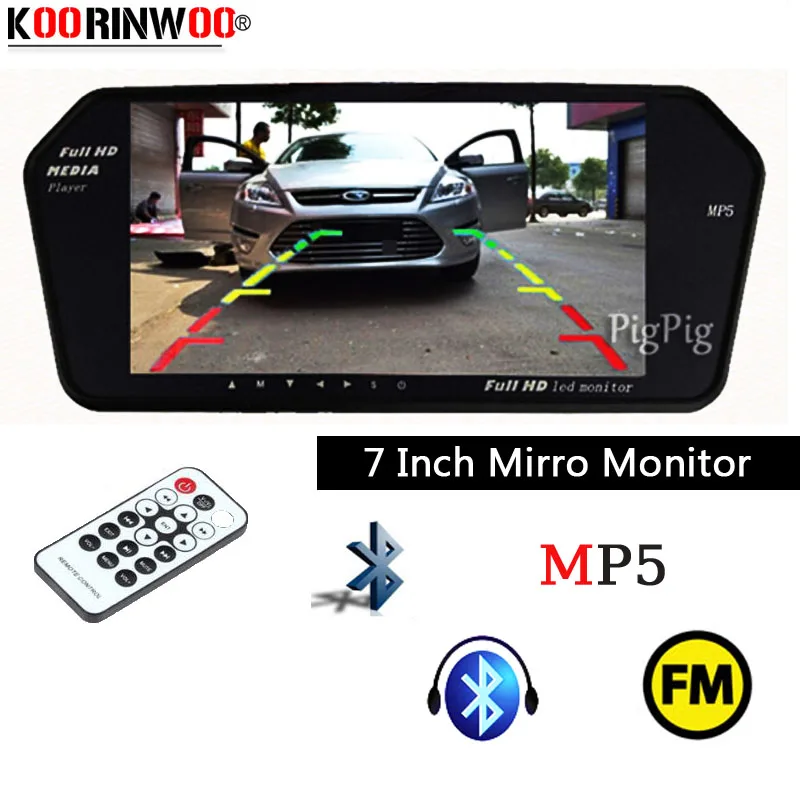 Зеркало заднего вида Koorinwoo 1024x600 с высоким разрешением 7 &quotTFT LCD TF USB Bluetooth MP5
