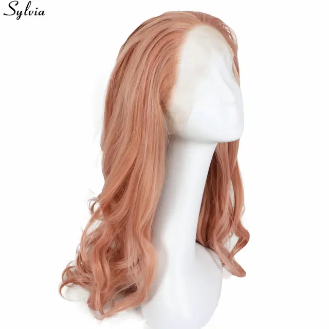 Sylvia Light Pink Wigs For Women Pastel Rose Gold Heat Resistant Lace