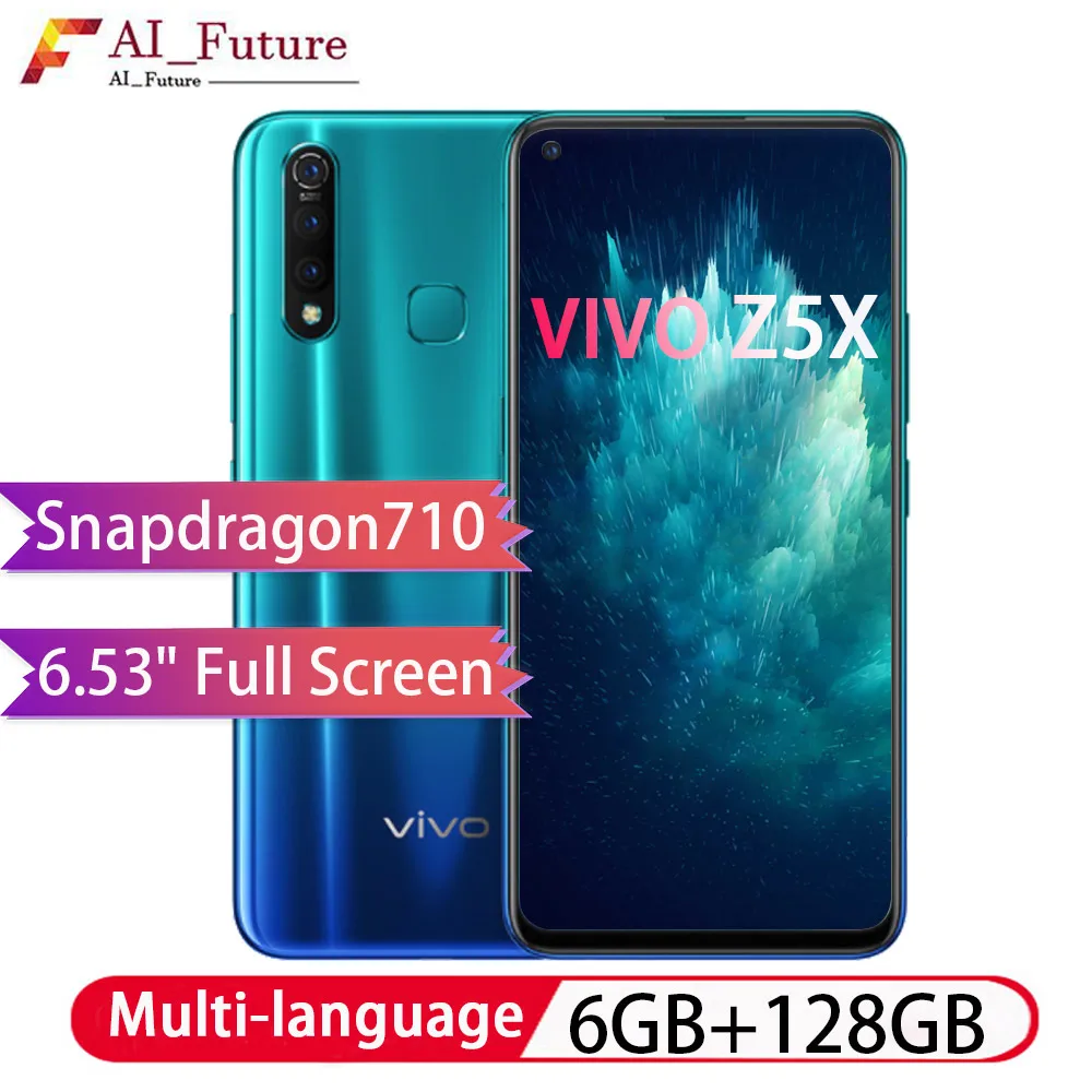 Оригинальный смартфон VIVO Z5x с глобальной прошивкой, 6 ГБ, 128 ГБ, Восьмиядерный процессор Snapdragon 710, Android id9, 5000 мАч, большой аккумулятор