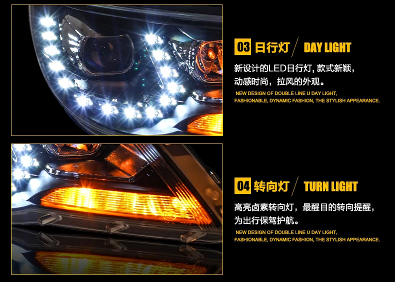 Стайлинг автомобиля фары для VW Tiguan 2010-2012 светодиодный фонарь для головы Tiguan светодиодный фонарь дневного света светодиодный DRL Биксенон HID