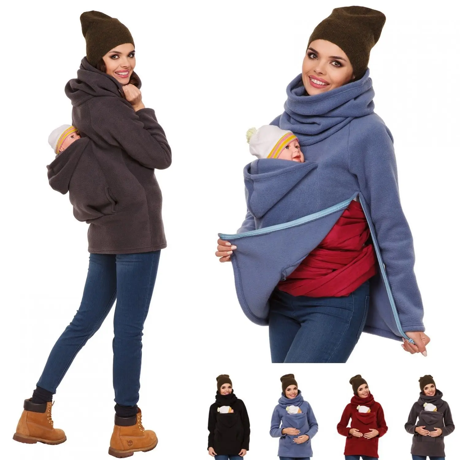 Kangaroo maternity hoodie Multifunctional Baby wearing Maternity