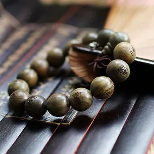 Fashion Natural Green sandalwood 15mm Big Beads Carved Buddha Bracelet Men / Women Gift Wholesale Tibet Jewelery Religion Charm