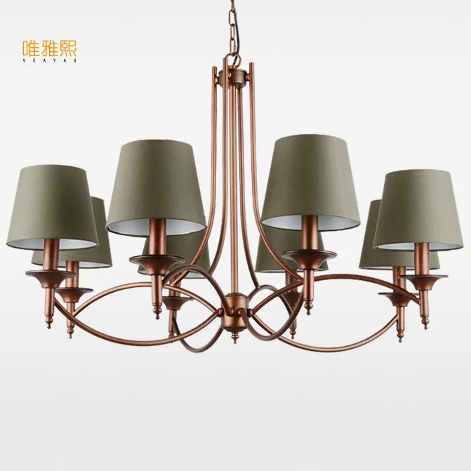 

Veayas led lights for home lustre white Fabric lampshade chandelier iron modern chandeliers american style lighting fixture
