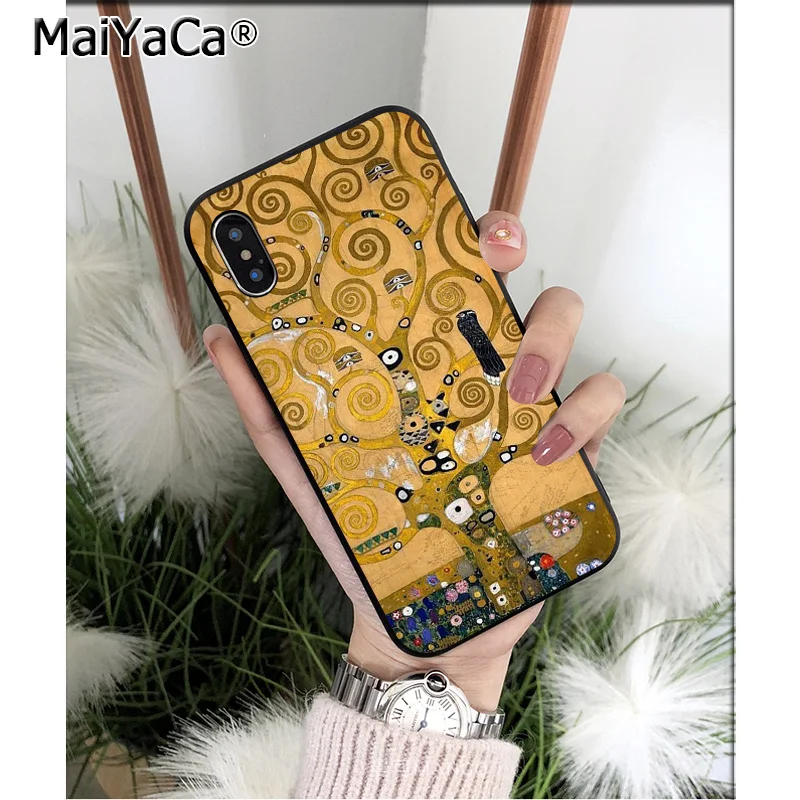 MaiYaCa Gustav Klimt Art Силиконовый ТПУ мягкий черный чехол для телефона для iPhone 8 7 6 6S Plus 5 5S SE XR X XS MAX Coque Shell