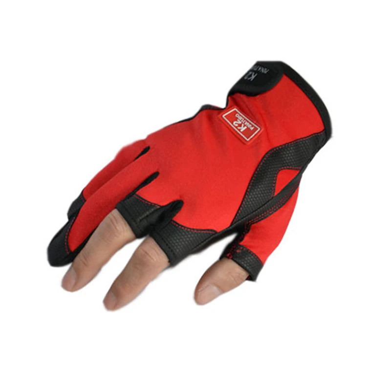 2017NEW three fingers fishing gloves anti slip outdoor sports red