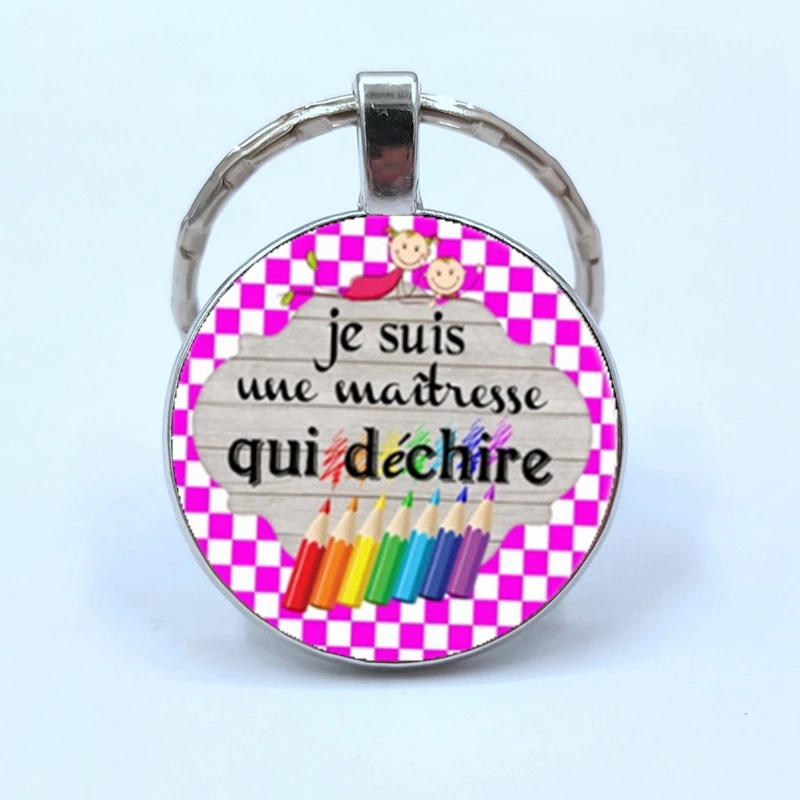 Fashion Quote I Am A Mistress Who Dechire key chain jewelry merci maitresse Glass Cabochon Keyring Gift for Women Pendant - Цвет: Silver