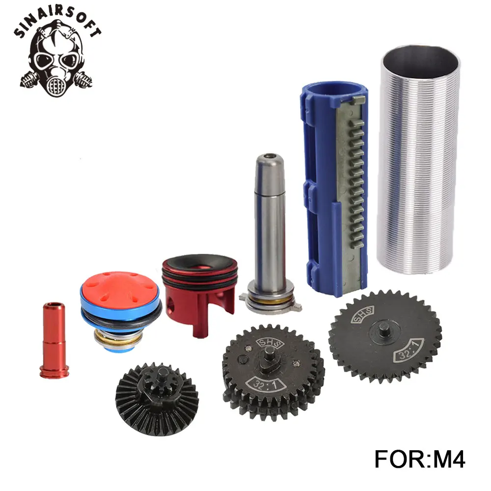 SHS-32-1-Gear-Nozzle-Cylinder-Spring-Guide-14-Teeth-Piston-Kit-Fit-Airsoft-AK-MP5