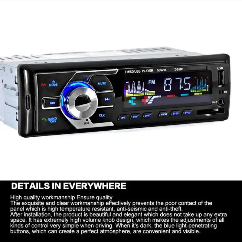 1 Din Bluetooth автомобильный Радио MP3-плеер 12 В BT громкой связи авто стерео аудио MP3 музыкальный плеер Поддержка FM USB AUX SD карта