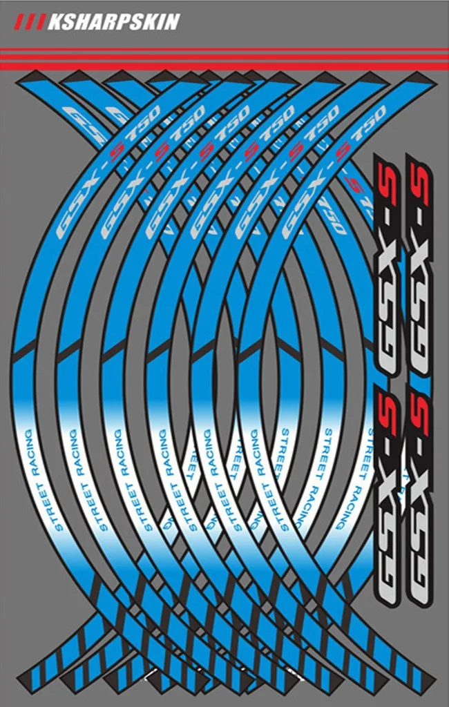 Колеса мотоцикла обода наклейки колеса светоотражающие наклейки полосы для Suzuki GSX-S750 - Цвет: Blue