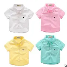 Sinyuer Cat летние шорты рукавом для мальчика Рубашки для мальчиков Повседневное отложной воротник Блузки для малышек для детская одежда