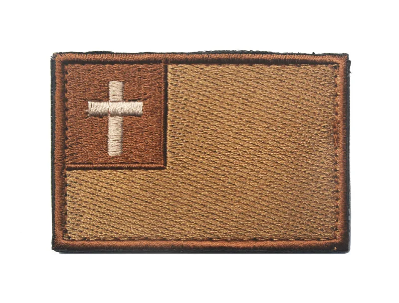 Крест Иисуса военная армия тактический боевой вышивка заплатка для одежды эмблема Аппликации, бейджи - Цвет: Коричневый
