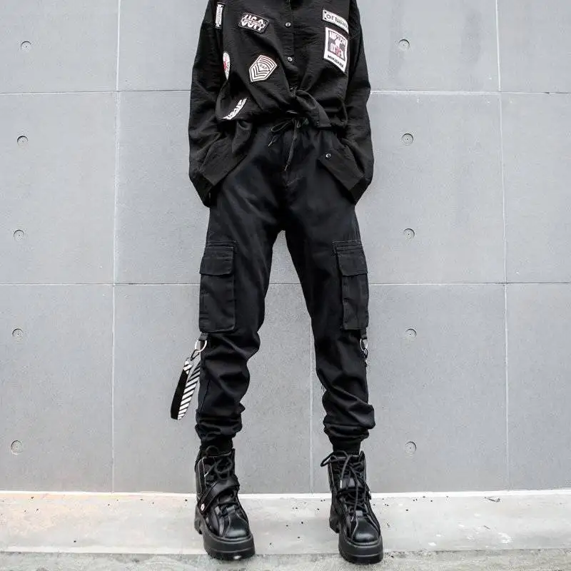 Price Black Cargo Pants Women Patchwork Loose Streetwear Pencil Pants Fashion Cool Hip Hop Women s Trousers Casual High waist Pants