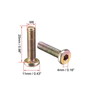 

UXCELL 20pcs Zinc Plated Hex Socket Drive Round Head Screw Furniture Bolts Nuts Machine Screws M6x25mm M6x30mm M6x35mm