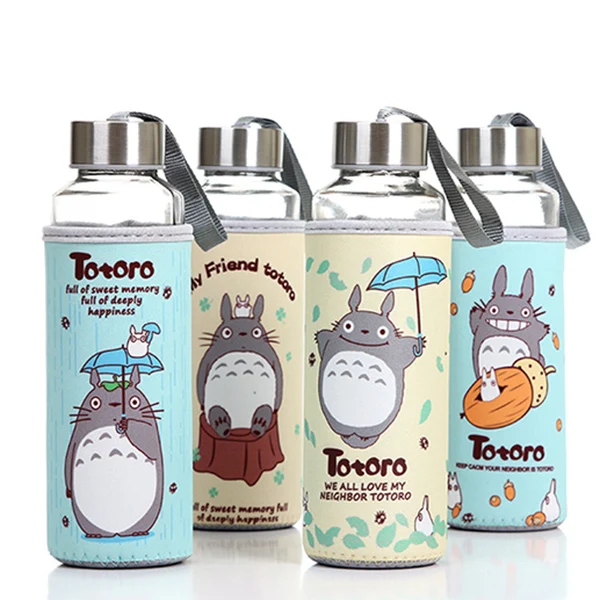 

Totoro cloth cover glass mug cartoon sports portable glass water sport bottle 380ml