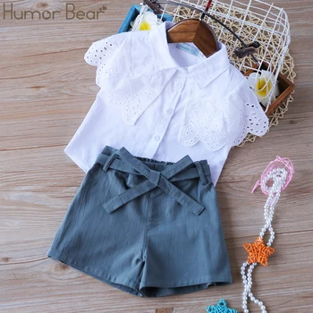 

Humor Bear Girls Clothing Set fashion 2020 summer new style mesh butterfly T-shirt +Shorts Kids Suits bodysuit baby girl clothes