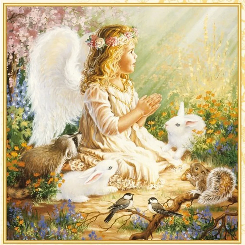 

Diamond mosaic crystal full square diamond embroidery diy diamond painting little angel cross stitch sets unfinish decor H1245