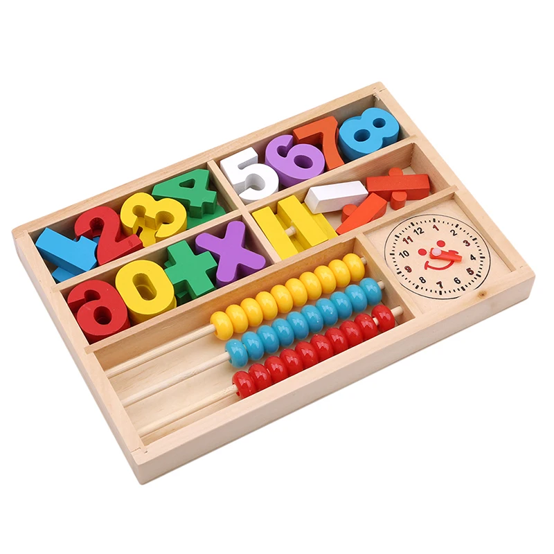 1 компл.. красочные деревянные игрушки ранняя цифровая обучающая коробка арифметическая математические часы Дерево счеты номер игры