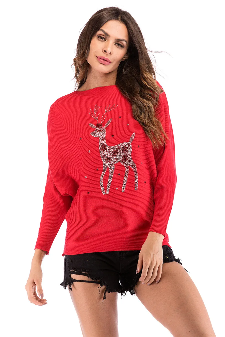 Gladiolus 2018 Autumn Winter Sweater Women Long Sleeve Rhinestone Pattern Slim Knitted Christmas Sweater Women Jumpers Pullover (71)