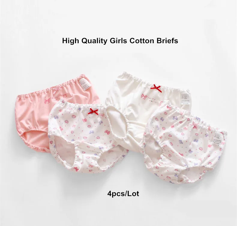 Child Girl Cotton Underwears Briefs 4pcs 12