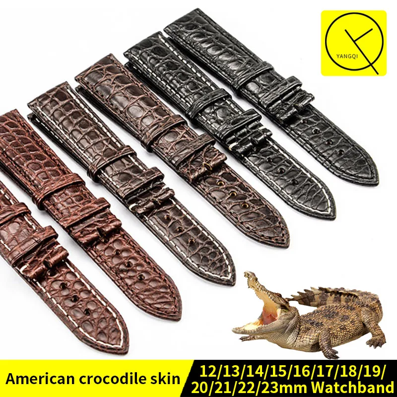 

Watchband Genuine Leather Round Crocodile for Luxury WatchBand Bracelet 12/13/14/15/16/17/18/19/20/21/22/23mm Man Woman Watch
