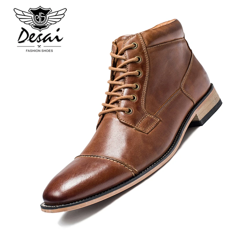 Zapatos altos informales para hombre, botas de cuero genuino, Oxfords, talla grande, novedad, 7,5 13|Botas básicas| AliExpress