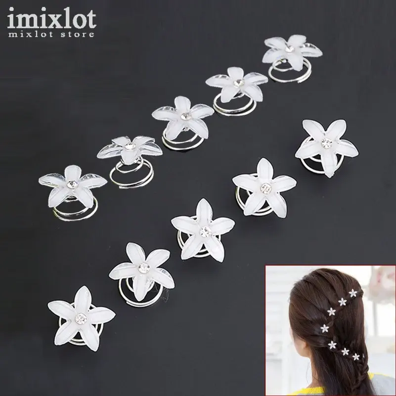 Hairpin Jewelry 12pcs Crystal Flower Wedding Bridal Hair Spin Pins