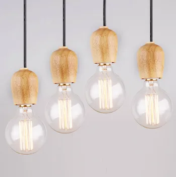 

Wood art trend original wood lamp Solid wood bulb chandelier The bar Cafe single head wood droplight,abajur Free Shipping