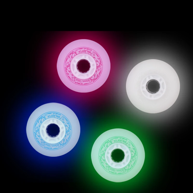 Prix pour 8 pcs Patins à roulettes Roue 88A 72 76 80mm Skate Slalom/Freinage Roller Roue LED Lumière Coulissante patins Roues Prix pour 8 pcs Patins à roulettes Roue 88A 72 76 80mm Skate Slalom/Freinage Roller Roue LED Lumière Coulissante patins Roues