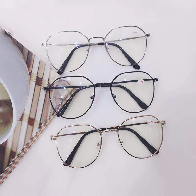 Gafas de miopía terminadas para mujer, gafas de bloqueo de luz azul, marco de retazos de Color, gafas cortas de visión-1-2-3 -3,5-4,5 A3