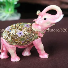 Оловянная старинная Цветочная шкатулка для ювелирных изделий в виде слона, дизайн, коробка для украшений в виде слона, декоративная коробка для украшений