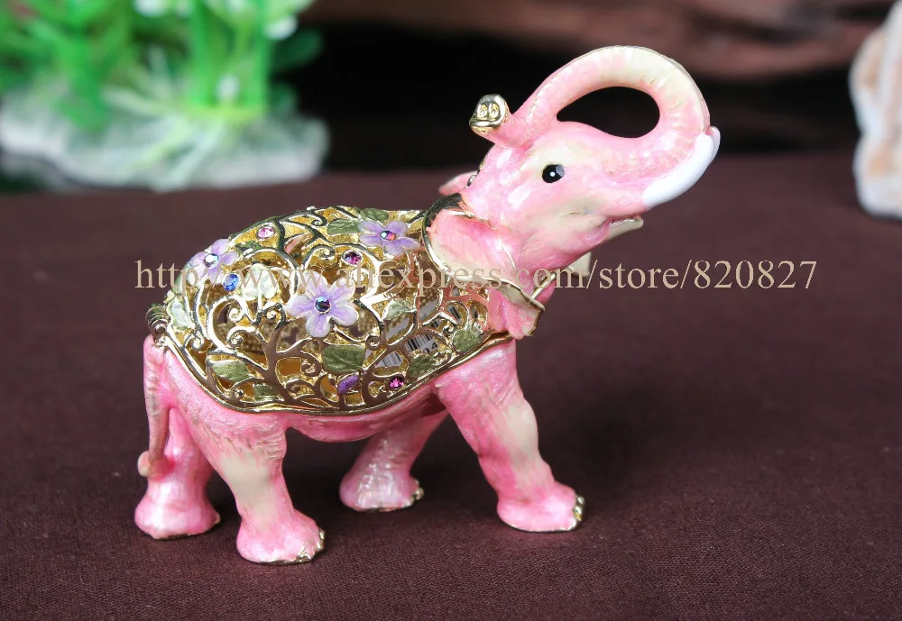 

Pewter Antiqued Flowered Elephant Jewelry Trinket Box