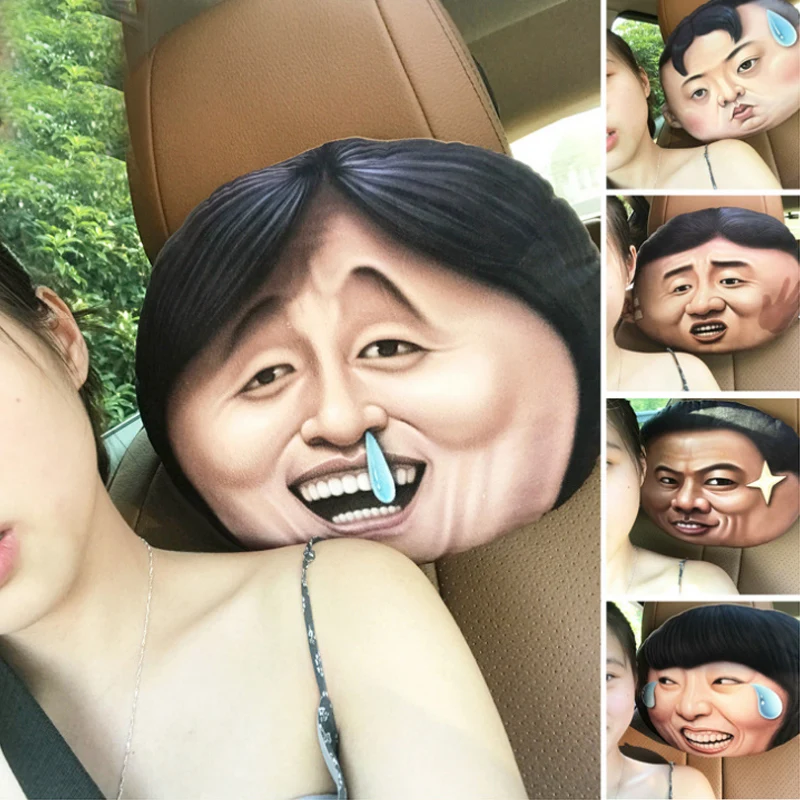 

3D Animal Head Auto Safety Pillow Car Headrest Breathe Car Auto Seat Head Neck Rest Cushion Headrest Pillow Pad Christmas Gift