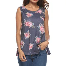 Cheap Women Ladies Summer Fashion Casual Chic Floral T-Shirt Sleeveless Casual Tops Blouse Vest Tank Haut Femme Cropped Feminino 50