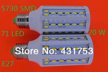

HOT 20pcs/lot  20W E27 5730 SMD 71 LED Chip Cool White/warm white LED Energy Saving Corn Light Lamp Bulb 110V/220V+Free Shipping