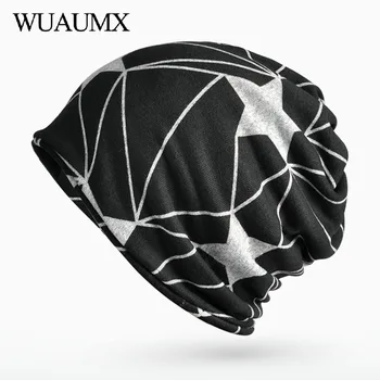 

Wuaumx Unisex Fall Winter Hats For Women Men Pentagram Turban Hats Velvet Skullies Beanies Knitted Cap For Female czapka zimowa