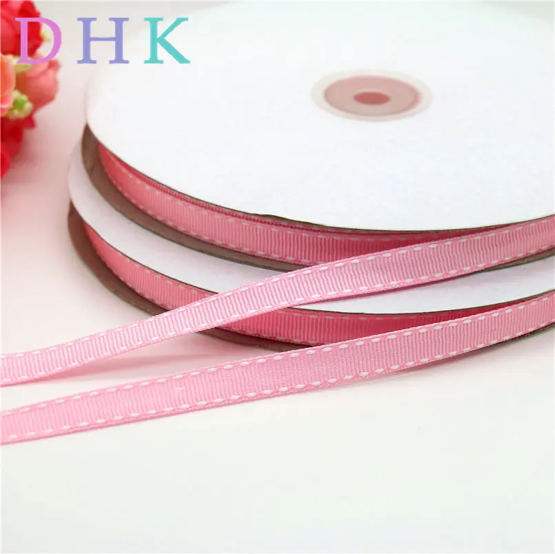 

DUWES 3/8'' Free shipping pink double face stitched ribbon accessories hairbow headwear decoration wholesale 9mm D808