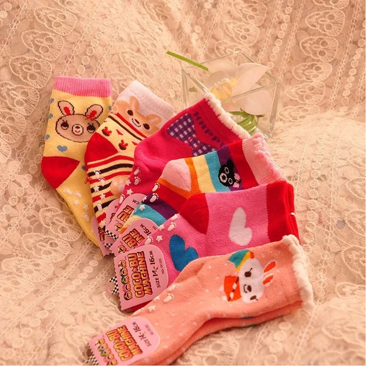 Children Socks new Free shipping 93 cotton non slip character kids Thickening sock 3 5year girls