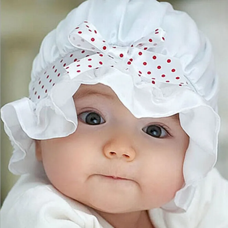 

Baby Girls Summer Hats Newborn Girl Solid Hat Kids Bows Cap Red Dot Children Caps Toddler Soft Cap